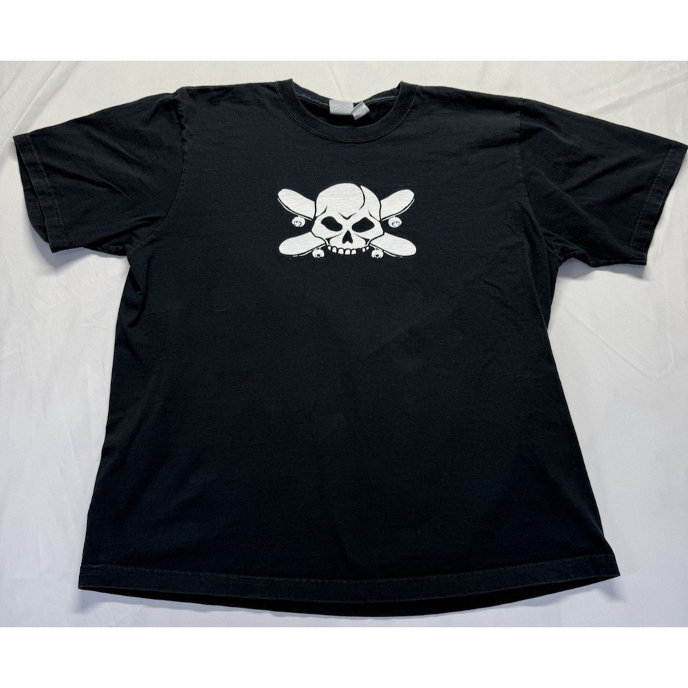 Utility Skull Crossbones graphic Black tee Men's Large Tshirt Punk Biker
